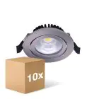 Voordeelpak 10x Noxion LED Kantelbaar Slim Spot Zilver Rond 6W 550lm 60D - 927 Zeer Warm Wit | 85mm - IP54 - Dimbaar - Beste Kleurweergave